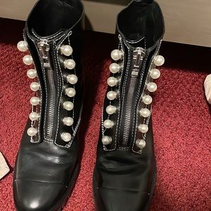 3.1 Philip Lim Black Boots w Pearls